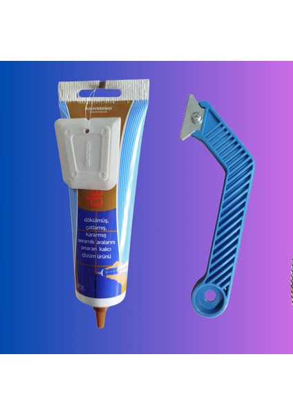 2'li Set Fayans Arası Kahverengi Hazır Derz Boyama Dolgusu + Derz Kazıyıcı Temizleyici