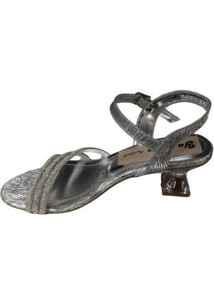 Yazkış Kadın Siyah Gümüş 3 Bantlı Taşlı 5cm Şeffaf Kadeh Topuklu Düğün Nişan Abiye Ayakkabı modelleri