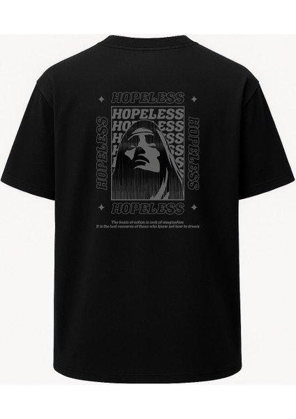 Oversize Hopeless Baskılı Unisex Tişört