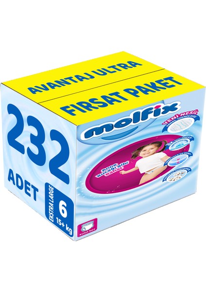 Külot Bebek Bezi Beden:6 (15+Kg) Extra Large 232 Adet Avantaj Ultra Fırsat Pk