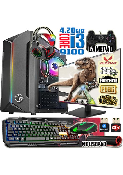 Duuk I3 9100 TURBO:4.20GHZ 8gb Ram 240GB SSD 250GB HDD R7 240-4GB E.kartı 22" Monitör Masaüstü Bilgisayar