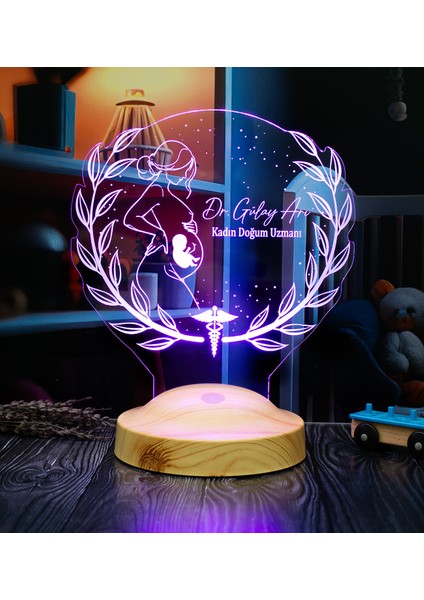 Jinekolog Lamba Doktora Özel Hediye, Ebe Hediyesi, Kadın Hastalıkları ve Doğum Uzmanına Kişiye Özel 3D LED Lamba modelleri