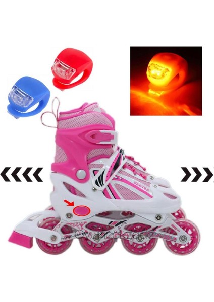 Paten Işıklı Boy Ayarlanabilir Alüminyum Gövde 2 Fonsiyonlu Çocuk Alıştırma Pateni LED Işıkı