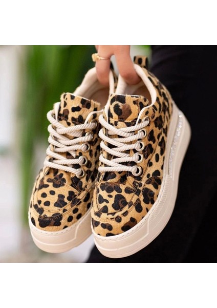 Lulu Leopar Süet Bağcıklı Spor Ayakkabı