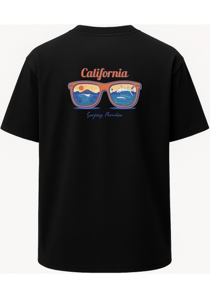 Oversize California Yazlık Baskılı Unisex Tişört