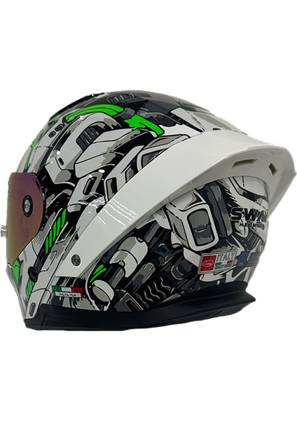 Sw 850 White Green Full Face Motosiklet Kaskı fırsatları