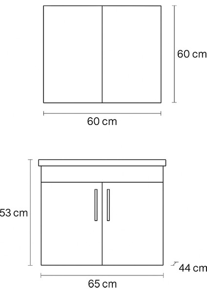 Liventa 65 cm Ahşap Renkli, Seramik Lavabolu, Mdf Banyo Dolabı Takımı