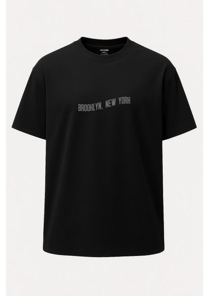 Oversize Boks Brooklyn Baskılı Unisex Tişört
