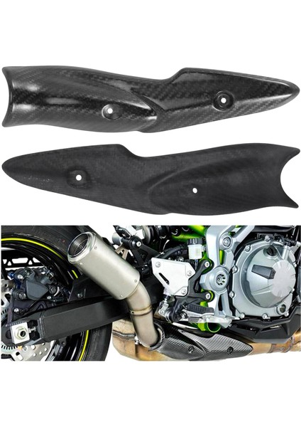Kawasaki Z900 2017-2019 Motosiklet Egzoz Sistemi Orta Bağlantı Borusu Karbon Fiber Isı Kalkanı Yüzey Koruma Anti-Haşlanma Kabuk (Yurt Dışından)