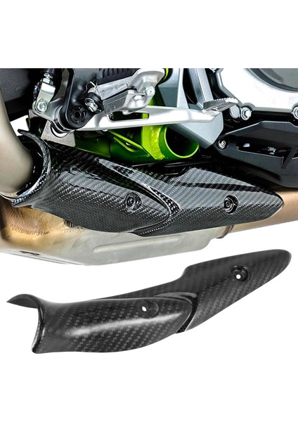 Kawasaki Z900 2017-2019 Motosiklet Egzoz Sistemi Orta Bağlantı Borusu Karbon Fiber Isı Kalkanı Yüzey Koruma Anti-Haşlanma Kabuk (Yurt Dışından)