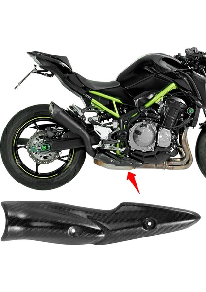 Kawasaki Z900 2017-2019 Motosiklet Egzoz Sistemi Orta Bağlantı Borusu Karbon Fiber Isı Kalkanı Yüzey Koruma Anti-Haşlanma Kabuk (Yurt Dışından)