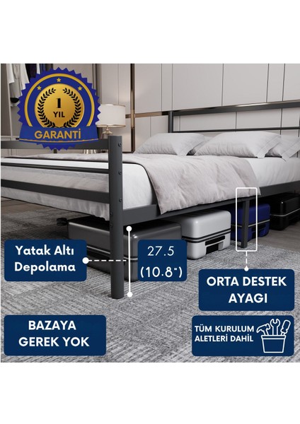 Chester Tek Kişilik Ferforje Metal Karyola