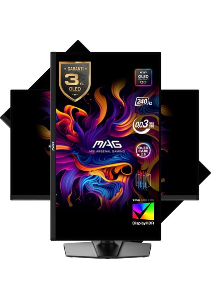 Msı 26.5" Mag 271QP Qd-Oled X24 2560 x 1440 (Wqhd) 16:9 Flat Qd-Oled 240HZ 0.03MS (Gtg) Adaptıve-Sync Pıvot Gamıng Monıtor