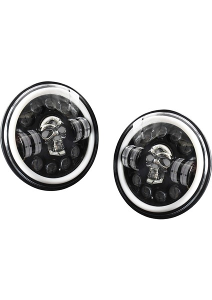 Kafatası Yuvarlak LED Far, 7 Inç LED Far Lambası Offroad Işık Açısı Gözler Jeep Wrangler Jk Tj Lj Cj Hummber H1 H2 Için (Yurt Dışından)