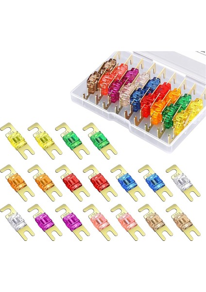 18 Adet Mini Anl Sigorta, Kaplamalı Anl Sigorta Paketi (20A, 30A, 40A, 50A, 60A, 80A, 100A, 125A, 150A) Otomotiv Denizcilik Için (Yurt Dışından)