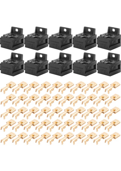 Araba Oto 30A-80A Röle Braketi Terminal Kutusu Tutucu Röle Tabanı Tutucu 5 Pin Soket ile 50 Adet 6.3mm Terminalleri Araba Için (Yurt Dışından)