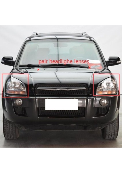 Çift Araba Temizle Far Başkanı Işık Lambası Lens Kapağı Kafa Işık Lambası Kapağı Hyundai Tucson 2005-2009 Için (Yurt Dışından) modelleri