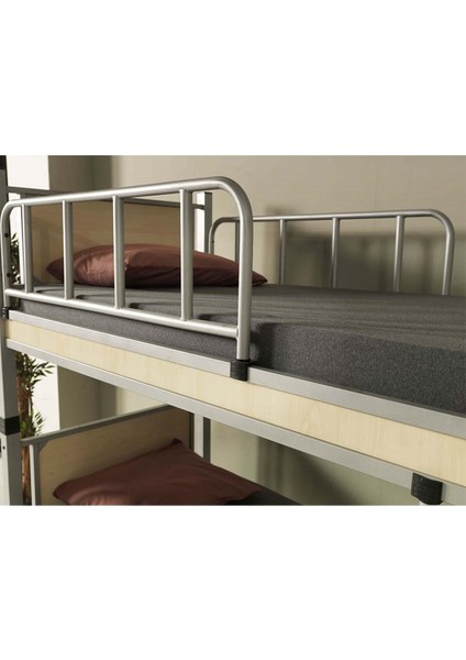 Yurt Genç Çocuk Odası Metal Ahşap Ranza ve Karyola 90X200 Gri