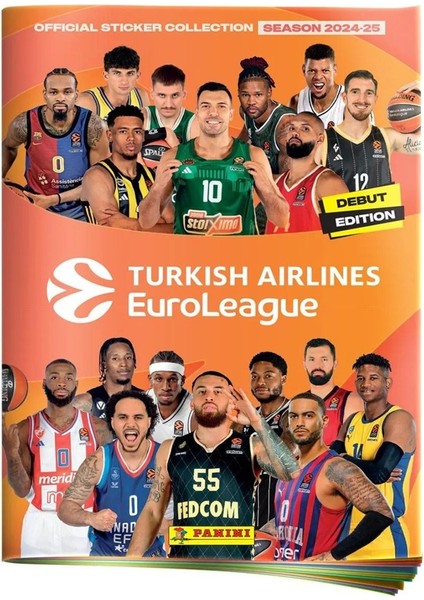 Official 2024-25 Turkish Airlines Euroleague Sticker Albümü Başlangıç Paketi + 2 Paket Sticker