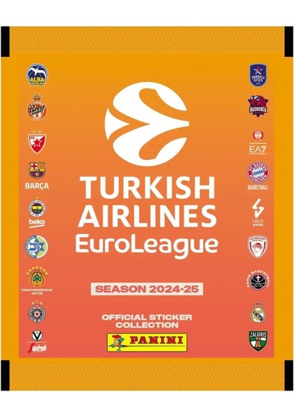 Official 2024-25 Turkish Airlines Euroleague Sticker Albümü Başlangıç Paketi + 2 Paket Sticker modelleri