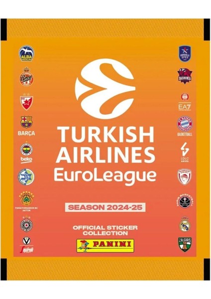 2024-25 Official Turkish Airlines Euroleague Sticker Çıkartma 1 Paket(5 Sticker)