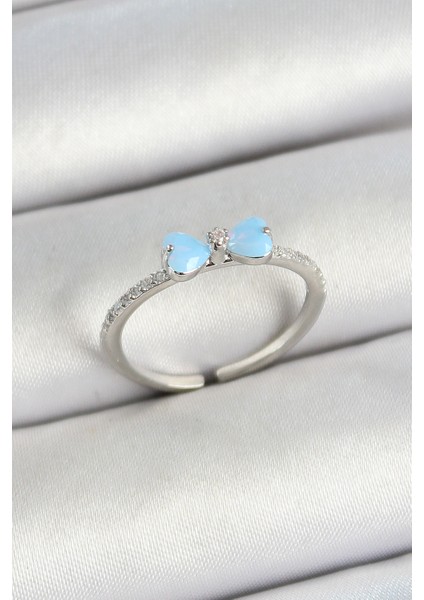 Pirinç Fiyonk Figürlü Zirkon Taşlı Gümüş Renk Ayarlanabilir Kadın Yüzük