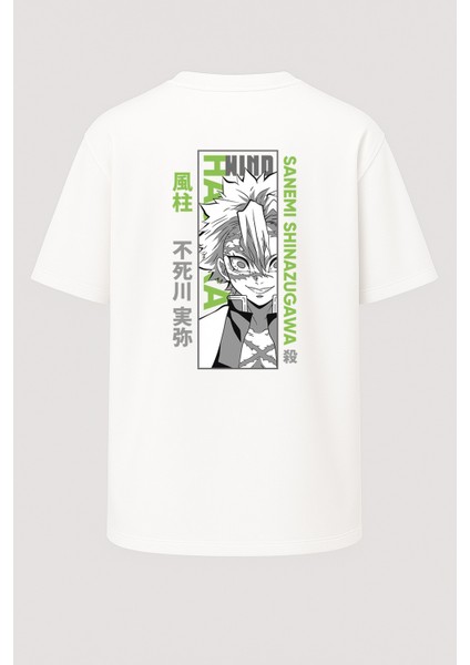 Oversize Sanemi Shinazugawa Demon Slayer Baskılı Unisex Tişört