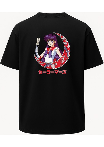 Oversize Sailor Moon Mars Baskılı Unisex Tişört