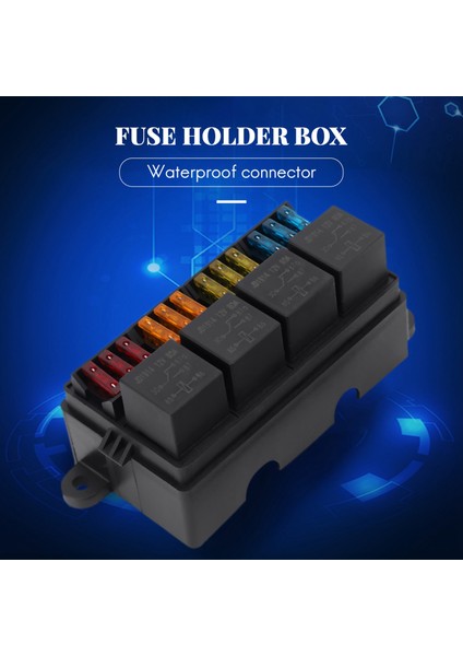 Maça Terminalleri ve Sigorta ile 12 Yollu Blade Sigorta Tutucu Kutusu Araba Kamyon Römork ve Tekne Için 4 Adet 4pin 12 V 80A Röleler (Yurt Dışından)
