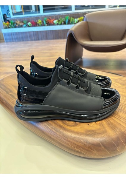 1056 Siyah Rugan Detaylı Hakiki Deri Erkek Sneakers - Erkek Spor Ayakkabı fiyatları