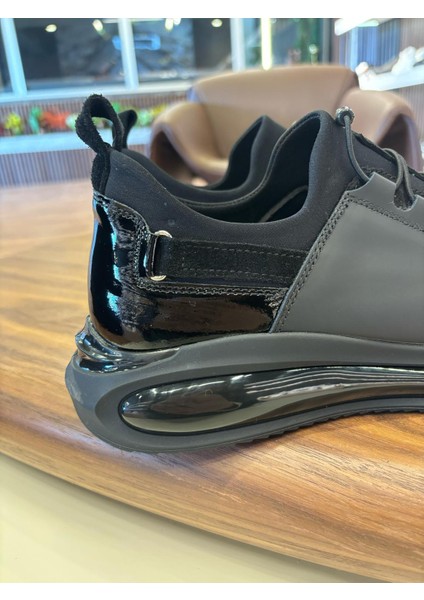 1056 Siyah Rugan Detaylı Hakiki Deri Erkek Sneakers - Erkek Spor Ayakkabı fırsatları