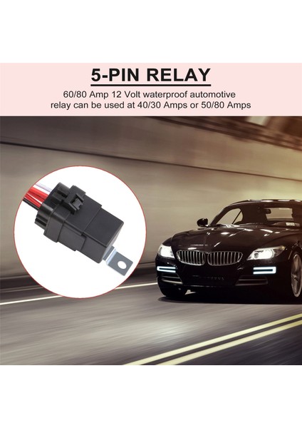 60/80 Amp 12 Volt Su Geçirmez Otomotiv Rölesi, Pigtailli 5-Pin Ağır Hizmet Tipi 12 Awg Röleler, Tekneler Için Otomatik Fan Arabalar (Yurt Dışından)