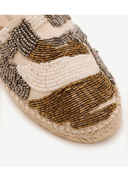 İki Renkli Boncuk İşlemeli Espadril fiyatları