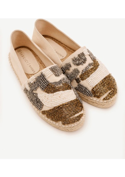 İki Renkli Boncuk İşlemeli Espadril fırsatları