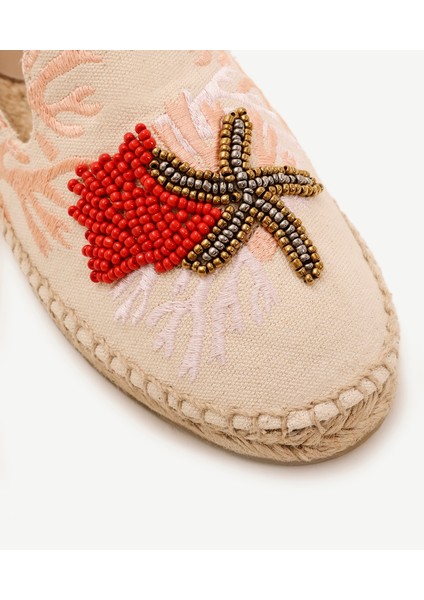 Işleme Detaylı Düz Taban Espadril