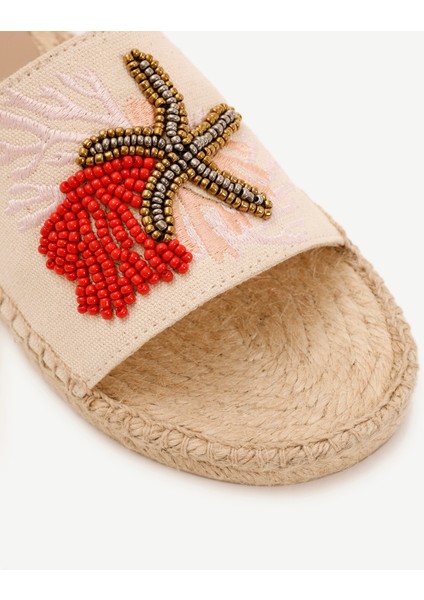 Boncuk Işlemeli Espadril Terlik modelleri