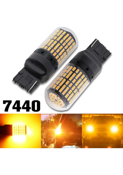 2x 7440 Canbus Süper Parlak Hata LED Ampul T20 W21W 144 Smd Amber Ters Kuyruk Dönüş Sinyali Işık Için (Yurt Dışından)