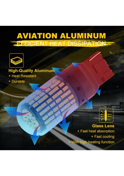 2x 7440 Canbus Süper Parlak Hata LED Ampul T20 W21W 144 Smd Amber Ters Kuyruk Dönüş Sinyali Işık Için (Yurt Dışından)