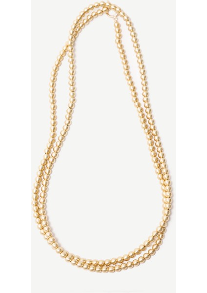 Gold Boncuk Detaylı Uzun Kolye