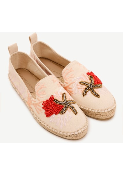Işleme Detaylı Düz Taban Espadril