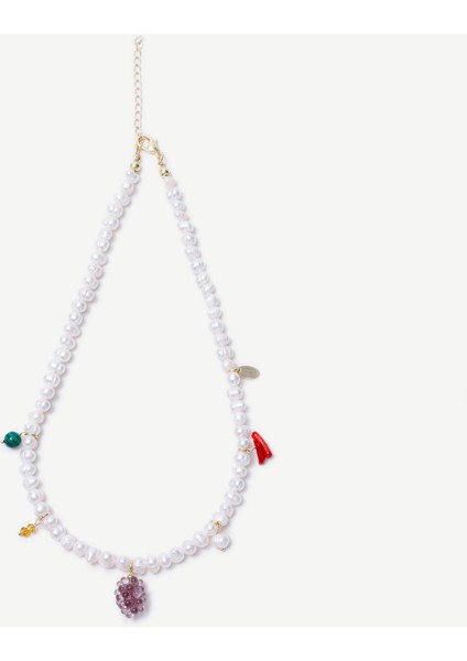 Meyve Charm Detaylı Inci Kolye