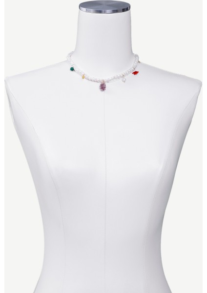 Meyve Charm Detaylı Inci Kolye