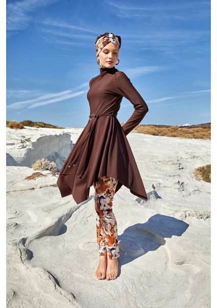 Kadın Sarah Uzun Kollu Tam Kapalı Tesettür Mayo 1122 Kahverengi