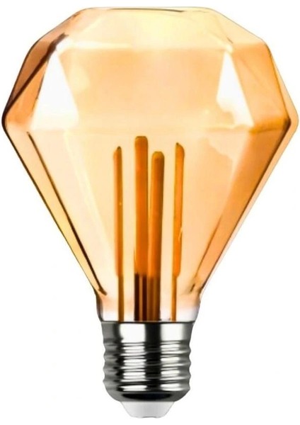 Elmas Tasarım E27 Rustik Ampul Vintage Amber (Kırılmaz Plastik Gövde)