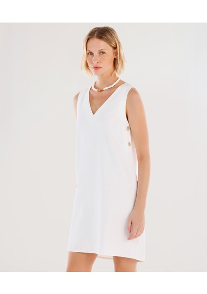 Yan Bedeni Düğmeli Kısa Elbise modelleri