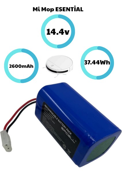 Mi Mop Essential Uyumlu Batarya 2600mah 14.4v Lithium-Ion – Akıllı Robot Süpürge Pili