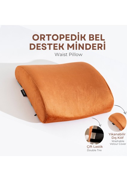 Visco Ortopedik Bel Destek Yastığı, Ofis, Araba, Sandalye, Koltuk, Sırt Yastığı Minderi, 38X33X12 cm