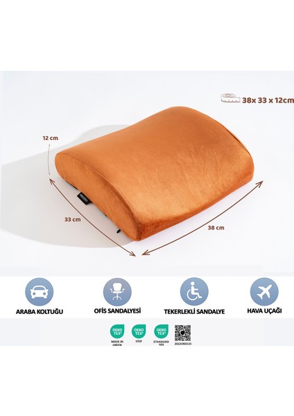 Visco Ortopedik Bel Destek Yastığı, Ofis, Araba, Sandalye, Koltuk, Sırt Yastığı Minderi, 38X33X12 cm fiyatları