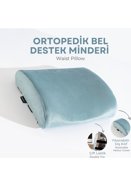Visco Ortopedik Bel Destek Yastığı, Ofis, Araba, Sandalye, Koltuk, Sırt Yastığı Minderi, 38X33X12 cm