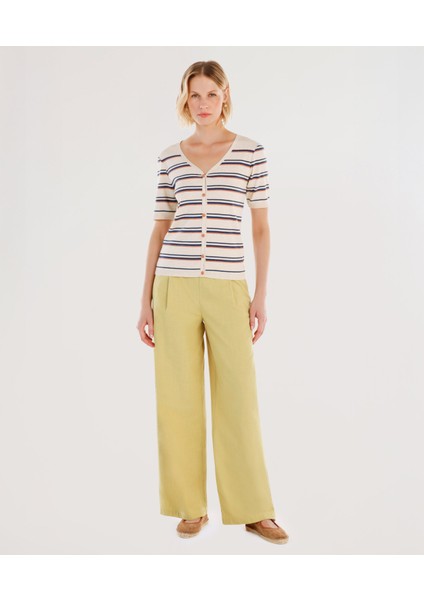 Bisiklet Yaka Yarım Kollu Triko Hırka